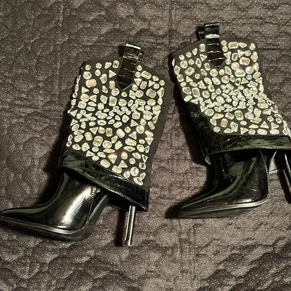 Lauren Lorraine HIGH HEEL RHINESTONE COWBOY LADIES BOOTS Size 7 - Picture 6 of 6